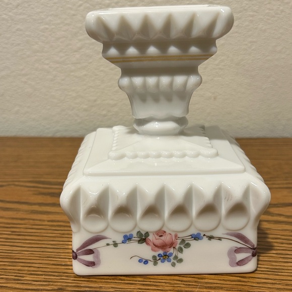 Waterford Milk Glass Candy Dish With Floral Design - Picture 7 of 12